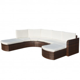 Set mobilier de grădină, 16 piese, poliratan, maro
