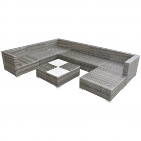 Set mobilier de grădină, 24 piese, poliratan, gri - Img 2