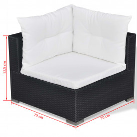 Set mobilier de grădină 32 piese, poliratan, negru - Img 11