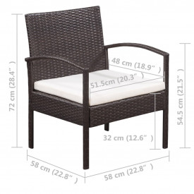 Set mobilier de grădină, 9 piese, poliratan, maro și alb crem - Img 9