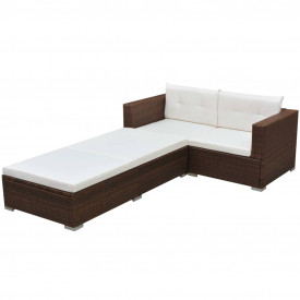 Set mobilier de grădină cu canapea 8 piese, poliratan, maro