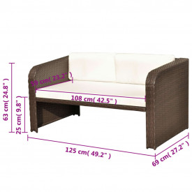 Set mobilier de grădină cu canapea 9 piese, maro, poliratan - Img 11