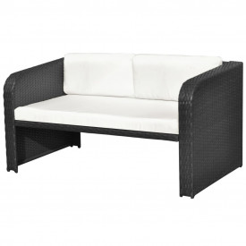 Set mobilier de grădină cu canapea 9 piese, poliratan, negru - Img 7