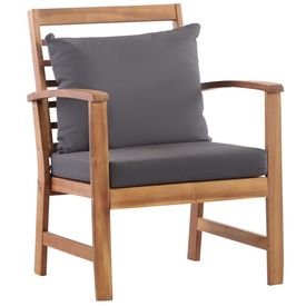 Set mobilier de grădină cu perne, 4 piese, lemn masiv de acacia - Img 2