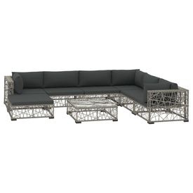 Set mobilier de grădină cu perne, 8 piese, gri, poliratan