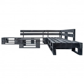 Set mobilier de grădină din paleți, 6 piese, negru, lemn FSC - Img 2