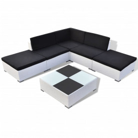 Set mobilier de grădină din poliratan 15 piese Alb - Img 2