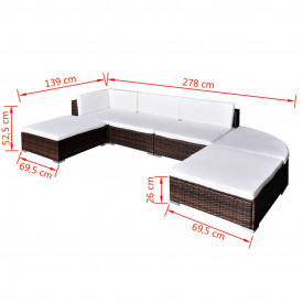 Set mobilier de grădină din poliratan 16 piese Maro - Img 5