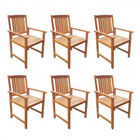 Set mobilier exterior, 7 piese, lemn masiv acacia, maro, 140 cm - Img 4