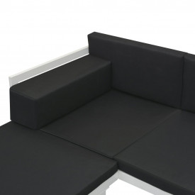 Set mobilier grădină, 17 piese, textilenă, aluminiu, negru/alb - Img 10