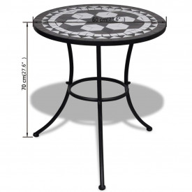 Set mobilier grădină bistro, 60 cm, mozaic, 2 scaune, negru/alb - Img 11