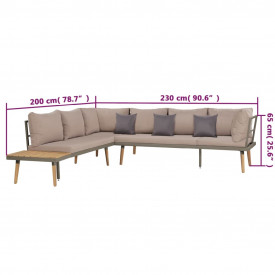Set mobilier grădină cu perne, 4 piese, maro, lemn acacia - Img 7