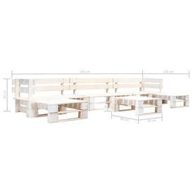 Set mobilier grădină din paleți, 6 piese, alb, lemn FSC - Img 2