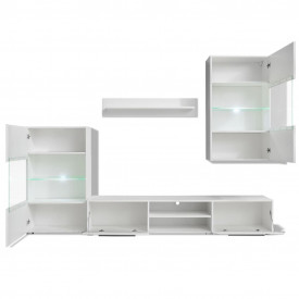 Set mobilier TV 5 piese cu iluminare LED alb - Img 3