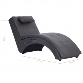 Șezlong de masaj cu pernă, gri, piele artificială - Img 10