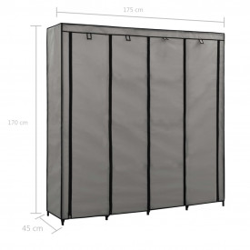 Șifonier cu 4 compartimente, gri, 175 x 45 x 170 cm - Img 8