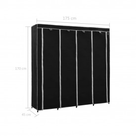 Șifonier cu 4 compartimente, negru, 175 x 45 x 170 cm - Img 8