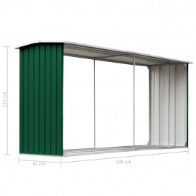 Șopron depozitare lemne, verde, 330x92x153 cm, oțel galvanizat - Img 6