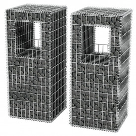 Stâlpi coș gabion/jardiniere din oțel, 2 buc., 50 x 50 x 120 cm - Img 3