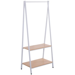 Stender haine cu suport incaltaminte GN Harry, metalic, polite, 64x40x150 cm, alb stejar - Img 2