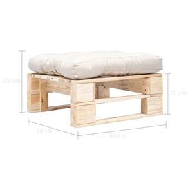 Taburet de grădină din paleți, pernă nisipie, natural, lemn FSC - Img 2