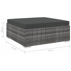 Taburet modular, 1 buc., gri, poliratan, cu pernă - Img 3