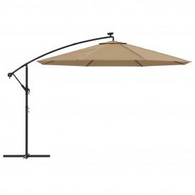 Umbrelă de consolă cu LED și stâlp de metal, gri taupe, 350 cm - Img 4