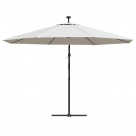 Umbrelă de consolă cu LED și stâlp de metal, nisipiu, 350 cm - Img 7