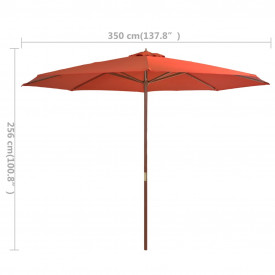 Umbrelă de soare de exterior, stâlp lemn, cărămiziu, 350 cm - Img 4