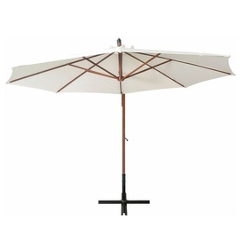 Umbrelă de soare suspendată cu stâlp de lemn, 350 cm, alb - Img 3