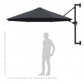 Umbrelă soare, montaj pe perete, stâlp metal, 300 cm, antracit - Img 9