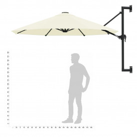 Umbrelă soare, montaj pe perete, stâlp metalic, 300 cm, nisipiu - Img 9