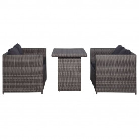 vidaXL 11 piese, Set mobilier de grădină, gri, poliratan - Img 2