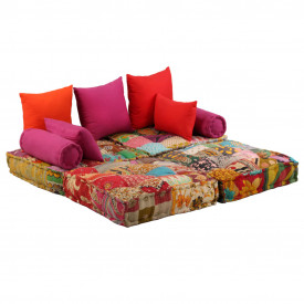 vidaXL Canapea modulară cu 2 locuri, textil, model petice - Img 9