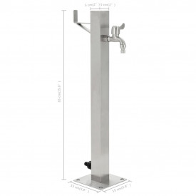 vidaXL Coloană de apă de grădină, pătrat, 65 cm, oțel inoxidabil - Img 8