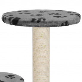 vidaXL Copac de pisică cu turnuri de sisal, 60 cm, imprimeu cu lăbuțe, gri - Img 6