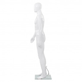 vidaXL Corp manechin masculin, cu suport din sticlă, Alb lucios 185 cm - Img 3