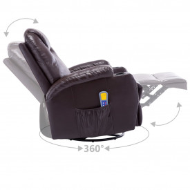 vidaXL Fotoliu de masaj electric rabatabil, piele artificială, maro - Img 7