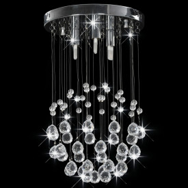 vidaXL Lustră cu mărgele de cristal, argintiu, sferă, 3 x bec G9 - Img 3