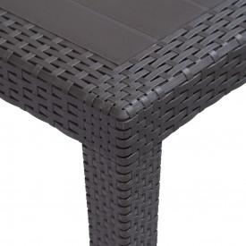 vidaXL Masă de grădină, maro, 79x79x72 cm, plastic, aspect ratan - Img 3