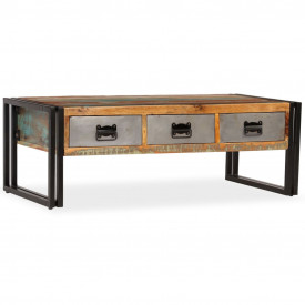 vidaXL Măsuță de cafea cu 3 sertare, lemn masiv reciclat, 100x50x35 cm - Img 12
