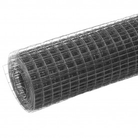vidaXL Plasă de sârmă, gri, 25 x 1 m, oțel cu înveliș PVC, pătrat - Img 2