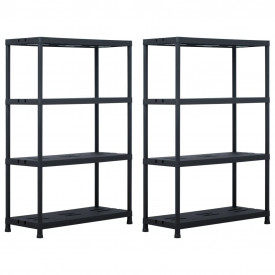 vidaXL Rafturi de depozitare 2 buc. negru 90x40x138 cm plastic 220 kg