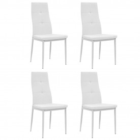 vidaXL Scaune bucătărie 4 buc, piele artificială, 43x43,5x96 cm, alb