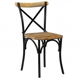 vidaXL Scaune în cruce, 2 buc, negru, 51x52x84 cm, lemn masiv de mango - Img 2