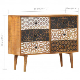 vidaXL Servantă cu model imprimat, 90x30x70 cm, lemn masiv de mango - Img 8