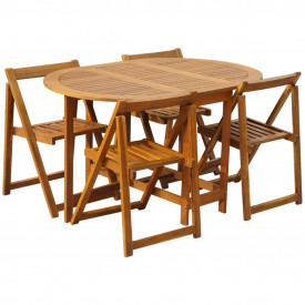 vidaXL Set mobilier de exterior 5 piese lemn masiv de salcâm pliabil - Img 2