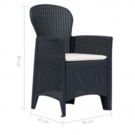 vidaXL Set mobilier exterior, 5 piese, antracit, plastic, aspect ratan - Img 11