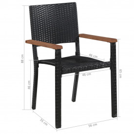 vidaXL Set mobilier exterior, 9 piese, poliratan și lemn masiv acacia - Img 7