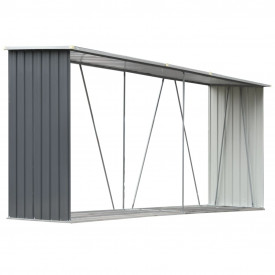 vidaXL Șopron depozitare lemne, oțel galvanizat, 330x84x152 cm, gri - Img 2